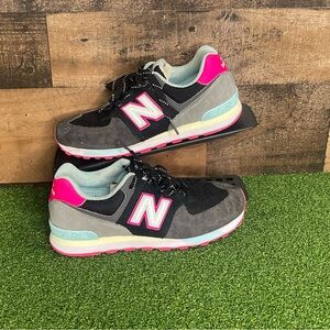 New Balance 574 Black Pink Sneakers Shoes Girl's Size  3.5Y
